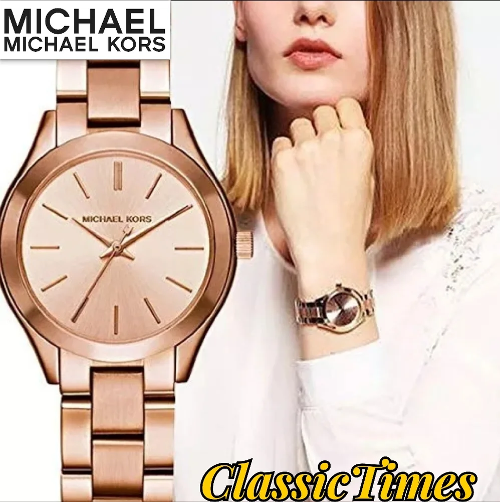 ***NEW*** Michael Kors Slim Runway Women's Watch, Stainless Steel Bracelet Watch - Picture 1 of 6